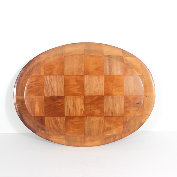 1970’s Woven Wood Tray Molded Wood Bar Danish Modern Mid Century MCM Drinks Bar - Picture 8 of 8